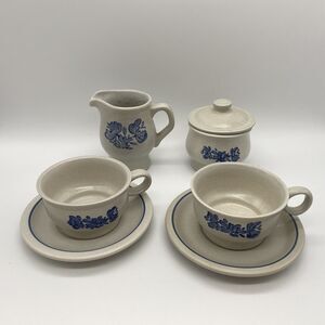 Pfaltzgraff Yorktowne 2 Coffee Tea Soup mug Creamer Pitcher Covered Sugar Bowl